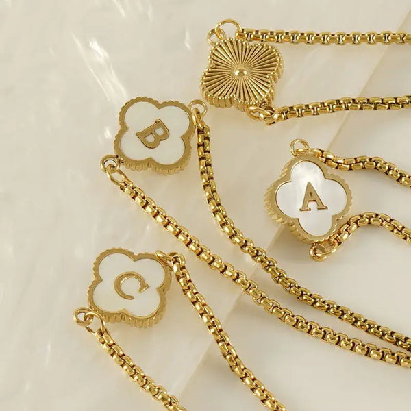 Golden Clover Initial Necklace '18k Gold Plated'